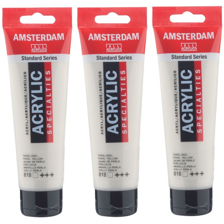Amsterdam Standard Acrylic Paint, 120ml, Pearl Yellow 818, Pack of 3