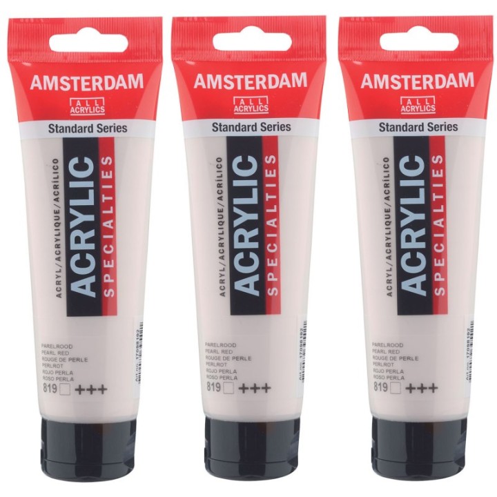 Amsterdam Standard Acrylic Paint, 120ml, Pearl Red 819, Pack of 3
