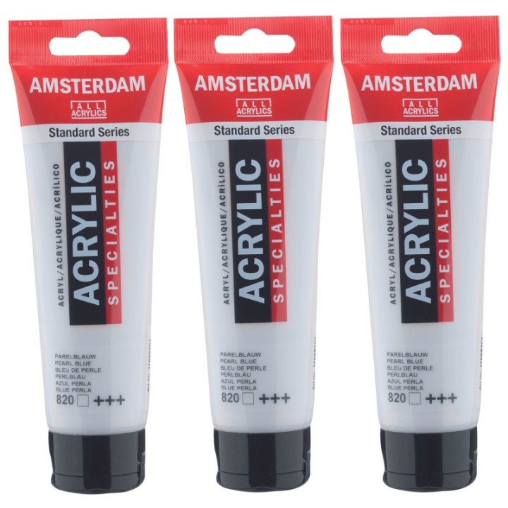 Amsterdam Standard Acrylic Paint, 120ml, Pearl Blue 820, Pack of 3
