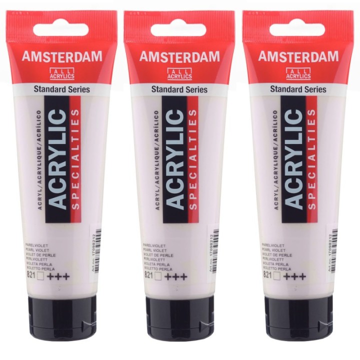 Amsterdam Standard Acrylic Paint, 120ml, Pearl Violet 821, Pack of 3