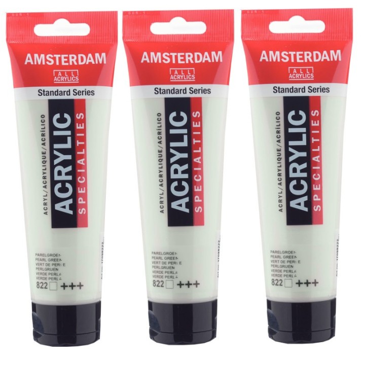 Amsterdam Standard Acrylic Paint, 120ml, Pearl Green 822, Pack of 3