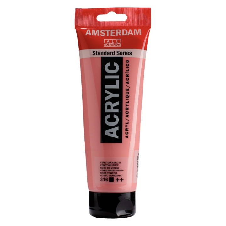 Amsterdam Standard Acrylic Paint Tube, 250 mL, Venetian Rose 316