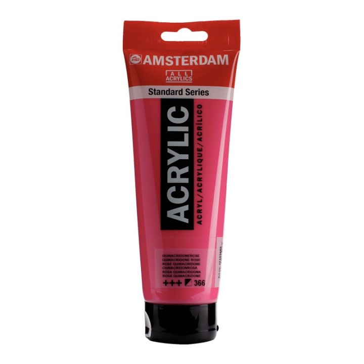 Amsterdam Standard Acrylic Paint Tube, 250 mL, Quinacridone Rose 366