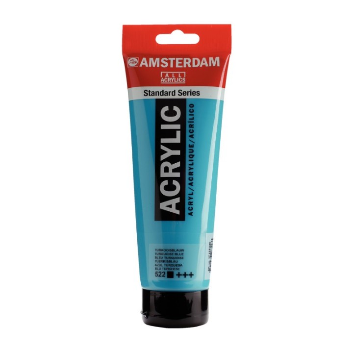 Amsterdam Standard Acrylic Paint Tube, 250 mL, Turquiose Blue 522