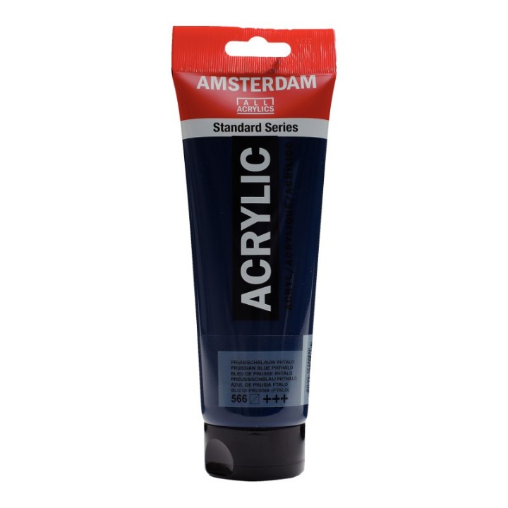 Amsterdam Standard Acrylic Paint Tube, 250 mL, Prussian Blue (Phthalo) 566