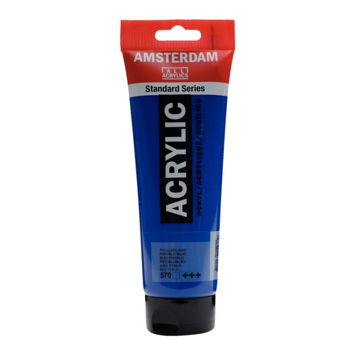 Amsterdam Standard Acrylic Paint Tube, 250 mL, Phthalo Blue 570
