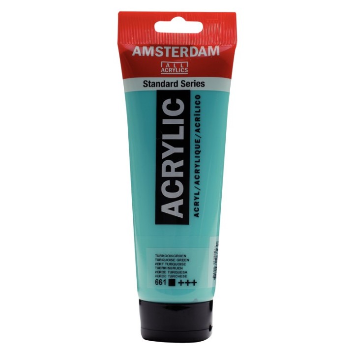 Amsterdam Standard Acrylic Paint Tube, 250 mL, Turquoise Green 661
