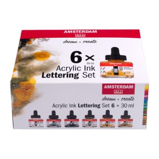 Amsterdam Acrylic Ink Lettering Set, 6 x 30 mL