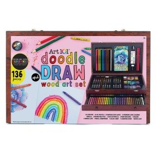 Art 101 Doodle & Draw 136-Piece Multimedia Wood Art Set