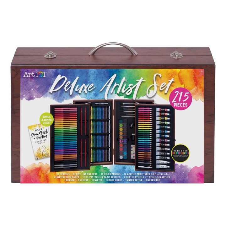 Art 101 Deluxe Artist Wood Set, 215 Pieces