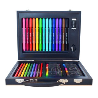 Art 101 Color & Sketch Color Your Own Wood 58-Piece Art Set