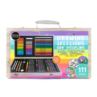 Art 101 Drawing, Sketching & Doodle Wood 111-Piece Art Set