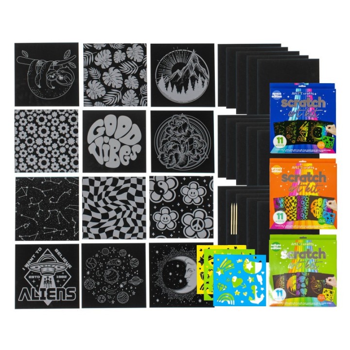 Art 101 Scratch Art Kit 3-Pack