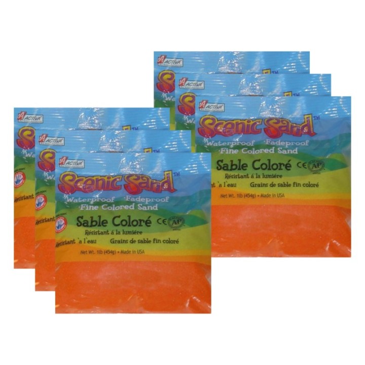 ACTÍVA Scenic Sand™ Craft Colored Sand, Orange, 1lb (454g) Bag, Pack of 6