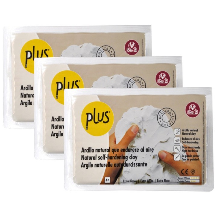 ACTÍVA PLUS Clay Air Dry Clay, Extra White, 2.2 lb (1 kg ), Pack of 3