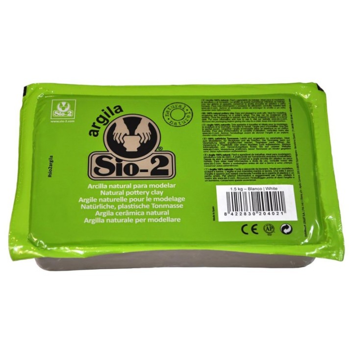 ACTÍVA SIO-2® Argila Natural Pottery Clay, 2.2 lb (1 kg), White