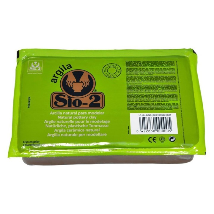 ACTÍVA SIO-2® Argila Natural Pottery Clay, 2.2 lb (1 kg), Red