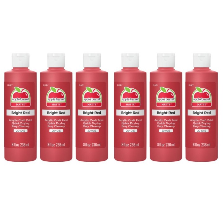 Apple Barrel Acrylic Paint Matte, 8oz., Bright Red, Pack of 6