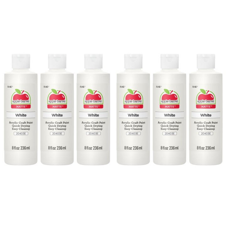 Apple Barrel Acrylic Paint Matte, 8oz., White, Pack of 6