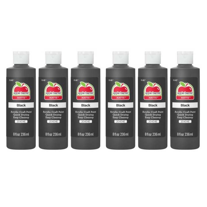 Apple Barrel Acrylic Paint Matte, 8oz., Black, Pack of 6