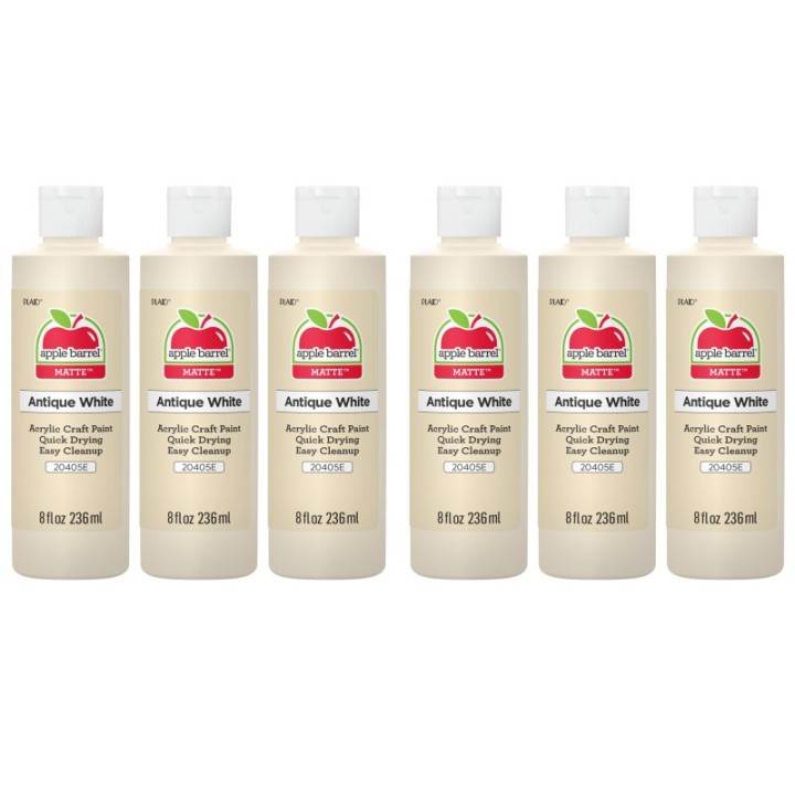 Apple Barrel Acrylic Paint Matte, 8oz., Antique White, Pack of 6