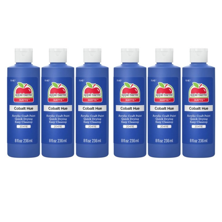 Apple Barrel Acrylic Paint Matte, 8oz., Cobalt Hue, Pack of 6