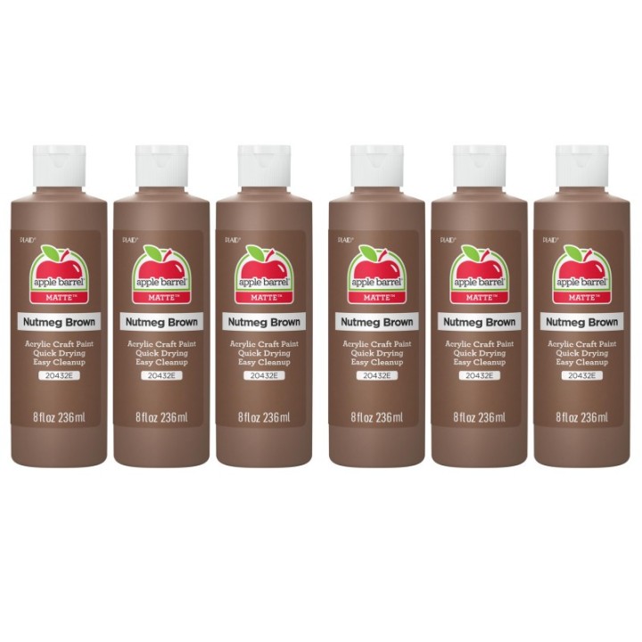 Apple Barrel Acrylic Paint Matte, 8oz., Nutmeg Brown, Pack of 6