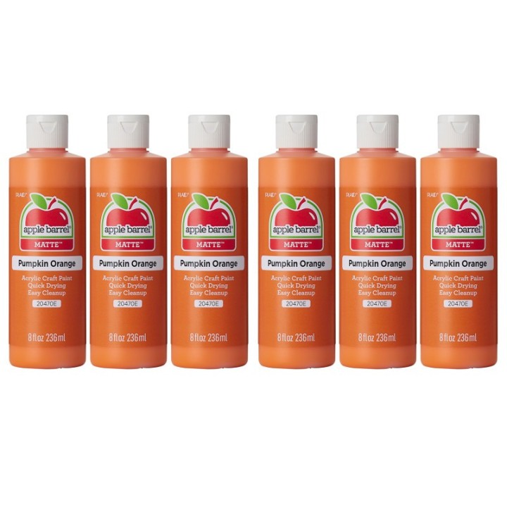 Apple Barrel Acrylic Paint Matte, 8oz., Pumpkin Orange, Pack of 6