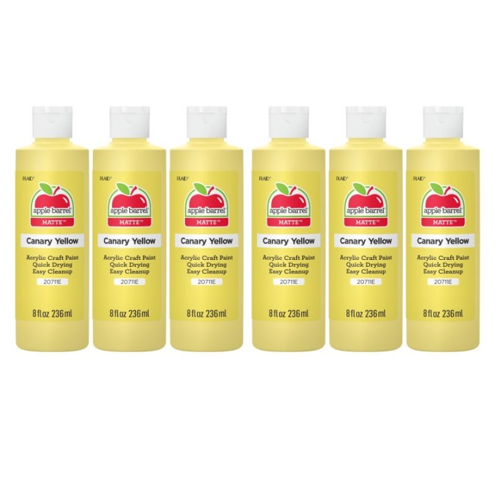 Apple Barrel Acrylic Paint Matte, 8oz., Canary Yellow, Pack of 6