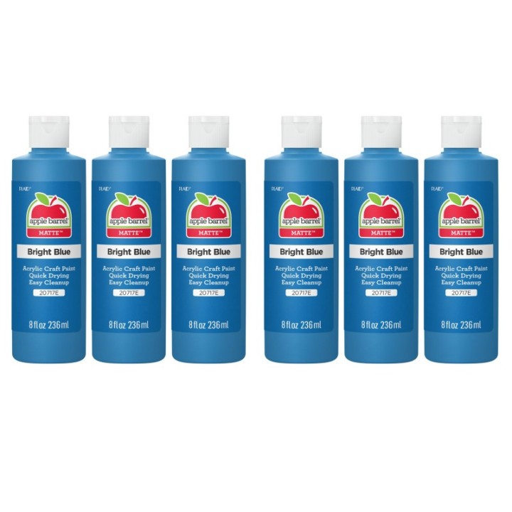 Apple Barrel Acrylic Paint Matte, 8oz., Bright Blue, Pack of 6
