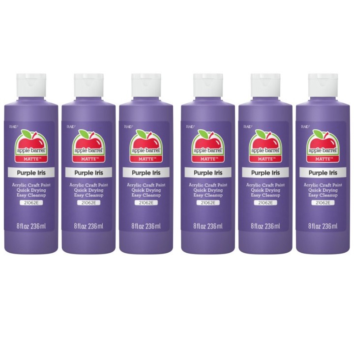 Apple Barrel Acrylic Paint Matte, 8oz., Purple Iris, Pack of 6