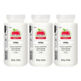 Apple Barrel Acrylic Paint Matte, 16oz., White, Pack of 3