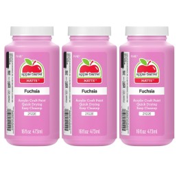 Apple Barrel Acrylic Paint Matte, 16oz., Fuchsia, Pack of 3