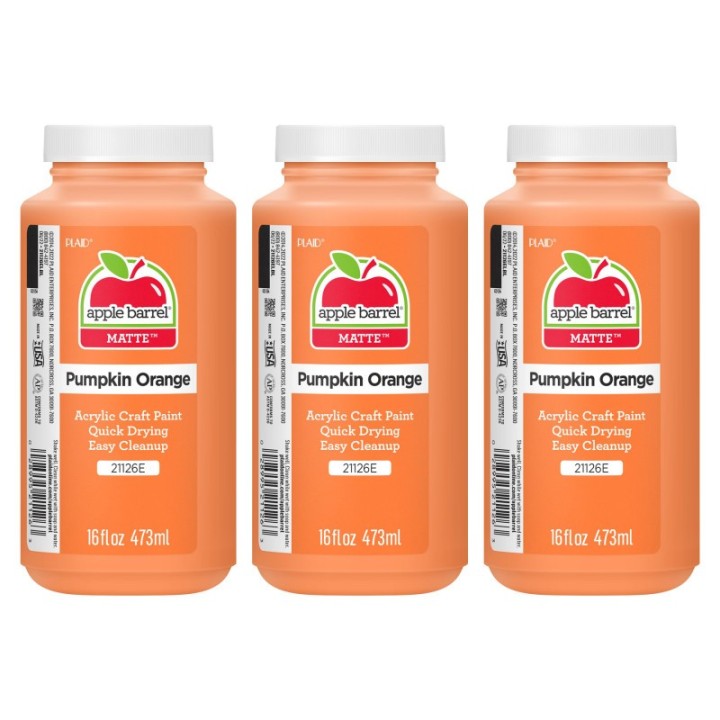 Apple Barrel Acrylic Paint Matte, 16oz., Pumpkin Orange, Pack of 3