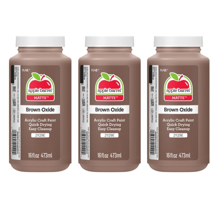 Apple Barrel Acrylic Paint Matte, 16oz., Brown Oxide, Pack of 3