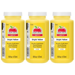 Apple Barrel Acrylic Paint Matte, 16oz., Bright Yellow, Pack of 3