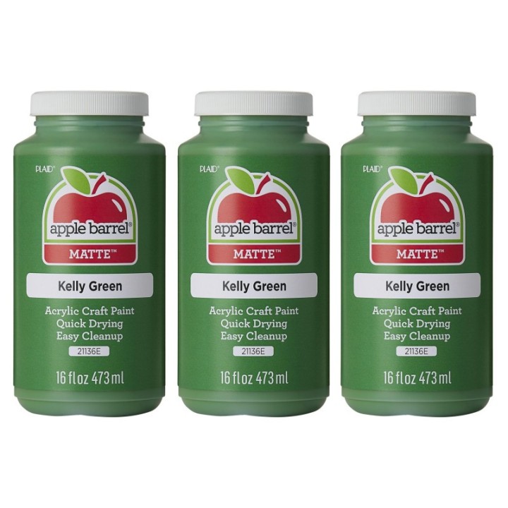 Apple Barrel Acrylic Paint Matte, 16oz., Kelly Green, Pack of 3