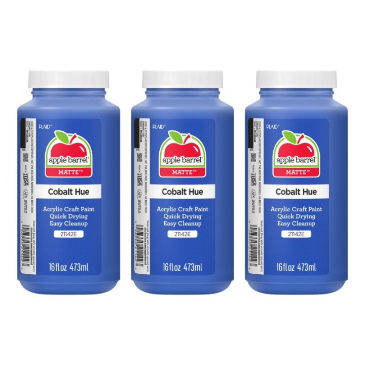 Apple Barrel Acrylic Paint Matte, 16oz., Cobalt Hue, Pack of 3