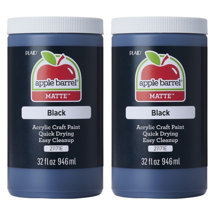 Apple Barrel Acrylic Paint Matte, 32oz., Black, Pack of 2