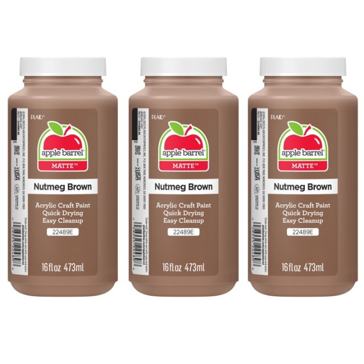 Apple Barrel Acrylic Paint Matte, 16oz., Nutmeg Brown, Pack of 3