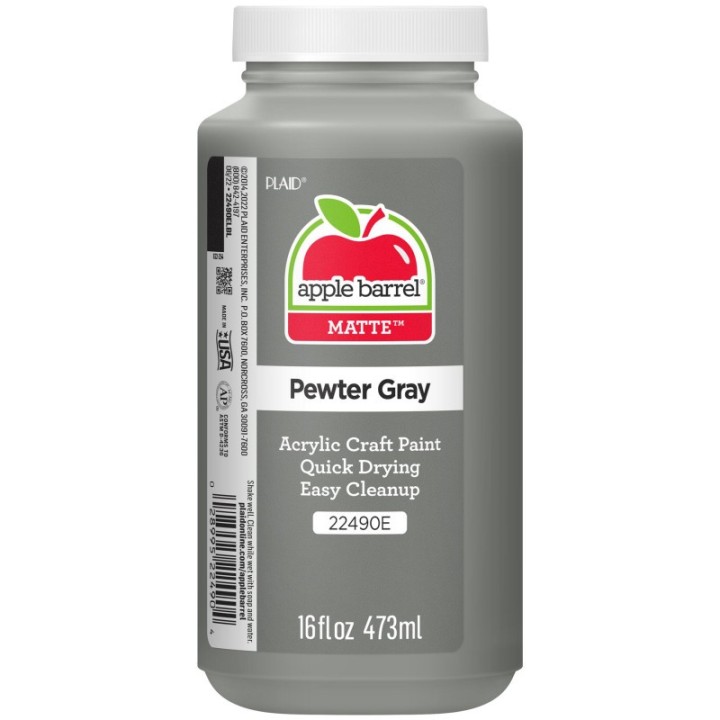 Apple Barrel Acrylic Paint Matte, 16oz., Pewter Gray