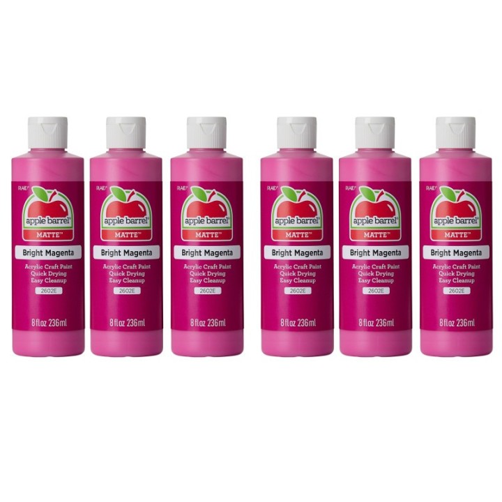 Apple Barrel Acrylic Paint Matte, 8oz., Bright Magenta, Pack of 6