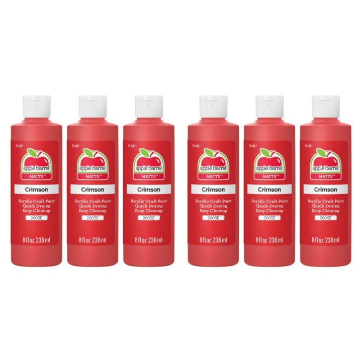 Apple Barrel Acrylic Paint Matte, 8oz., Crimson, Pack of 6