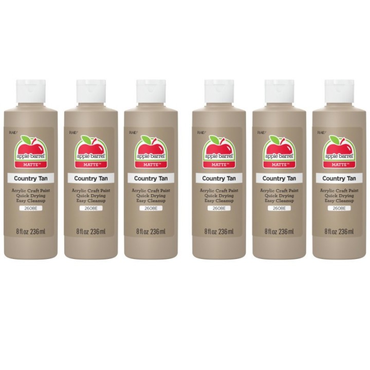 Apple Barrel Acrylic Paint Matte, 8oz., Country Tan, Pack of 6