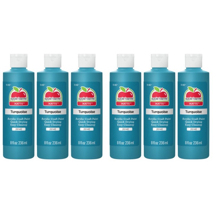 Apple Barrel Acrylic Paint Matte, 8oz., Turquoise, Pack of 6