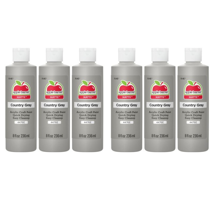 Apple Barrel Acrylic Paint Matte, 8oz., Country Gray, Pack of 6