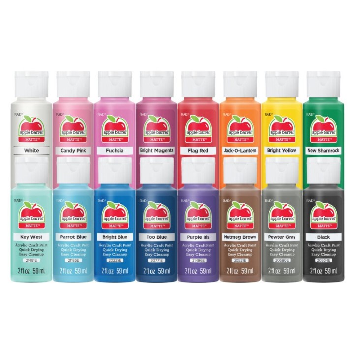 Apple Barrel Acrylic Paint Matte, 2oz., 16-Piece Set