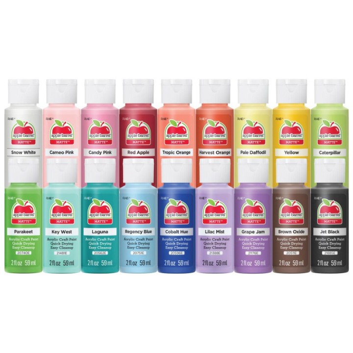 Apple Barrel Acrylic Paint Set, 2oz., Trend Colors, 18-Piece Set