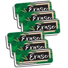Ashley Productions® Magnetic Whiteboard Eraser, Boho Style Leaves with Border, 2" x 5", Pack of 6