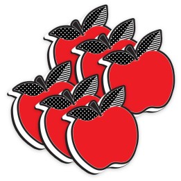 Ashley Productions® Magnetic Whiteboard Eraser, Red Apple with Black and White Leaves, Pack of 6